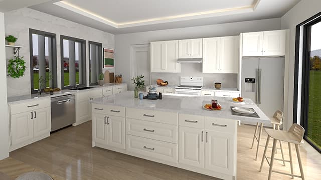 Straight Kitchen with Island - TRADEMARK